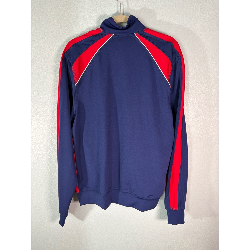 Speedo Mens Medium Track Jacket Navy Blue Red Colorblock Full Zip Sportswear